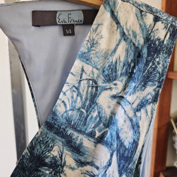 Anthropologie NWOT Eva Franco Landscape Print jumpsuit (Swan motif)  Size 14 XL - Picture 4 of 8